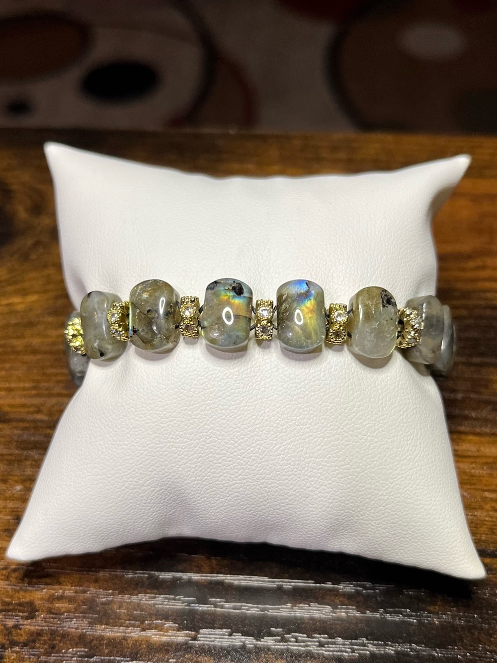 ✨ Natural Labradorite & Gold Accent Artisan Bracelet ✨